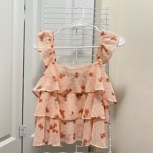 Forever 21 Peach Floral Layered Crop Top